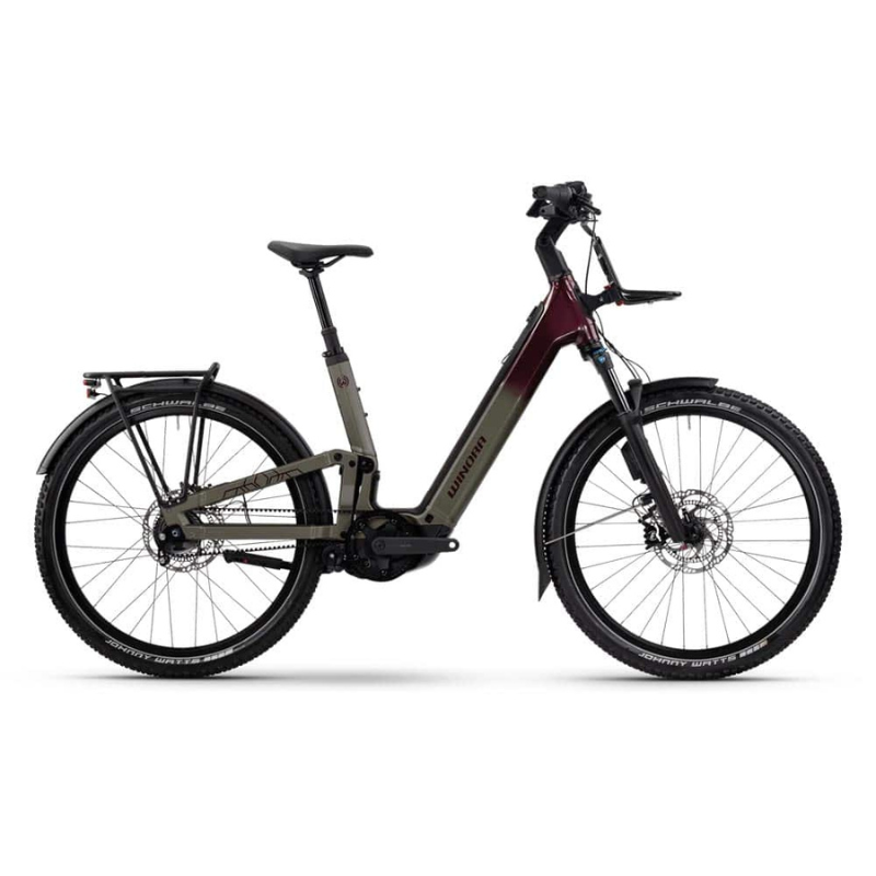 Winora Sinus FS R5f Pro sand deep red 2025 – Vollgefedertes E-Trekkingbike – Bosch Performance CX (800Wh) & Gates Riemenantrieb